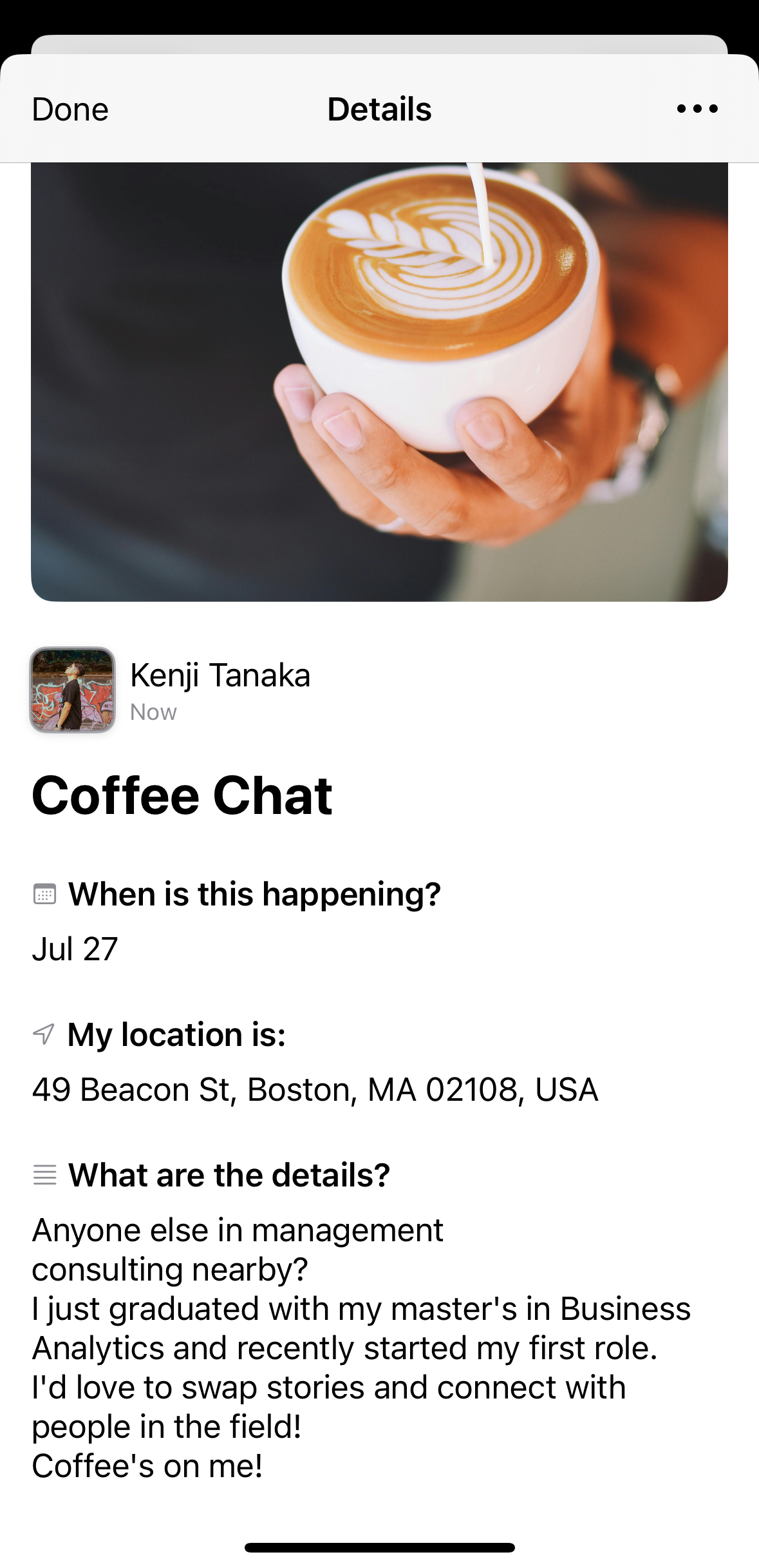 Coffee Chat Thing Detail