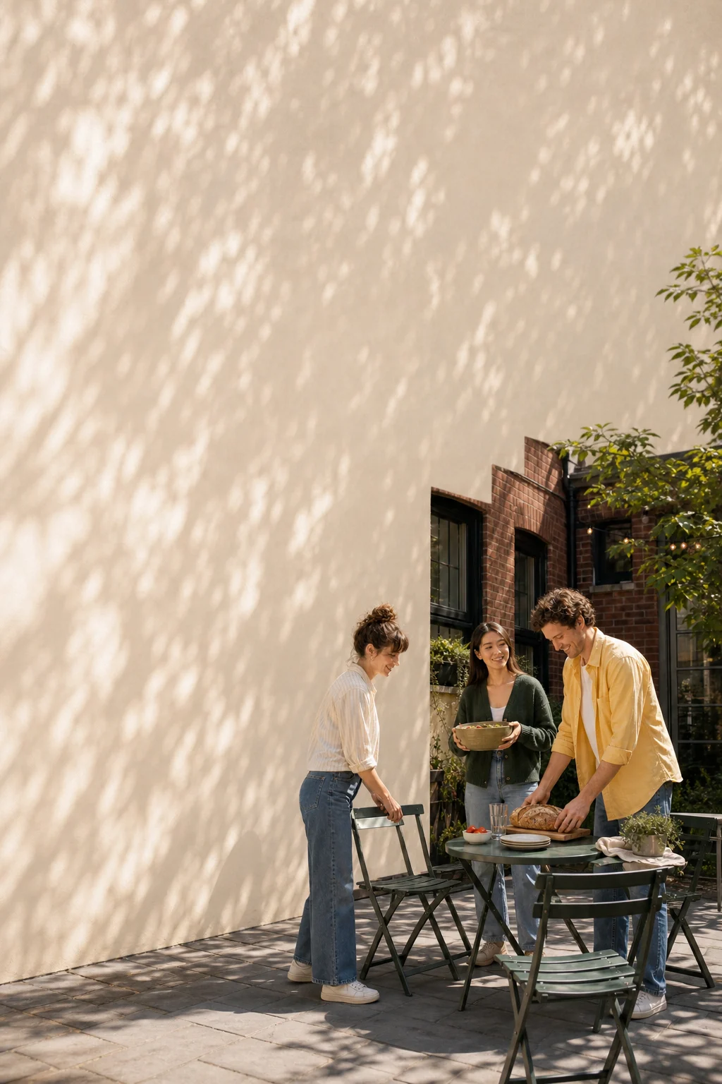 Three neighbors turn a nearby post into an easy courtyard plan
